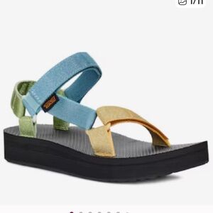 Teva Midform Universal Vegan Metallic Platform Strappy Sandal Size 10